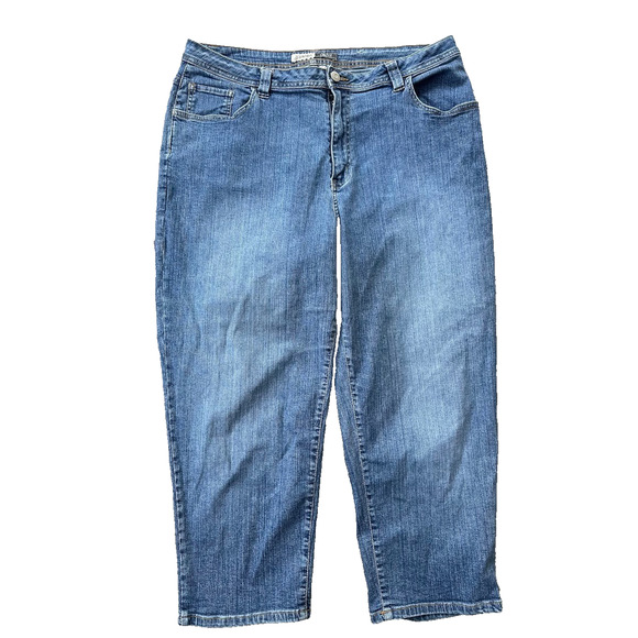St Johns Bay Stretch Womens Denim Capri Cropped Jeans Size 18W - Picture 1 of 8